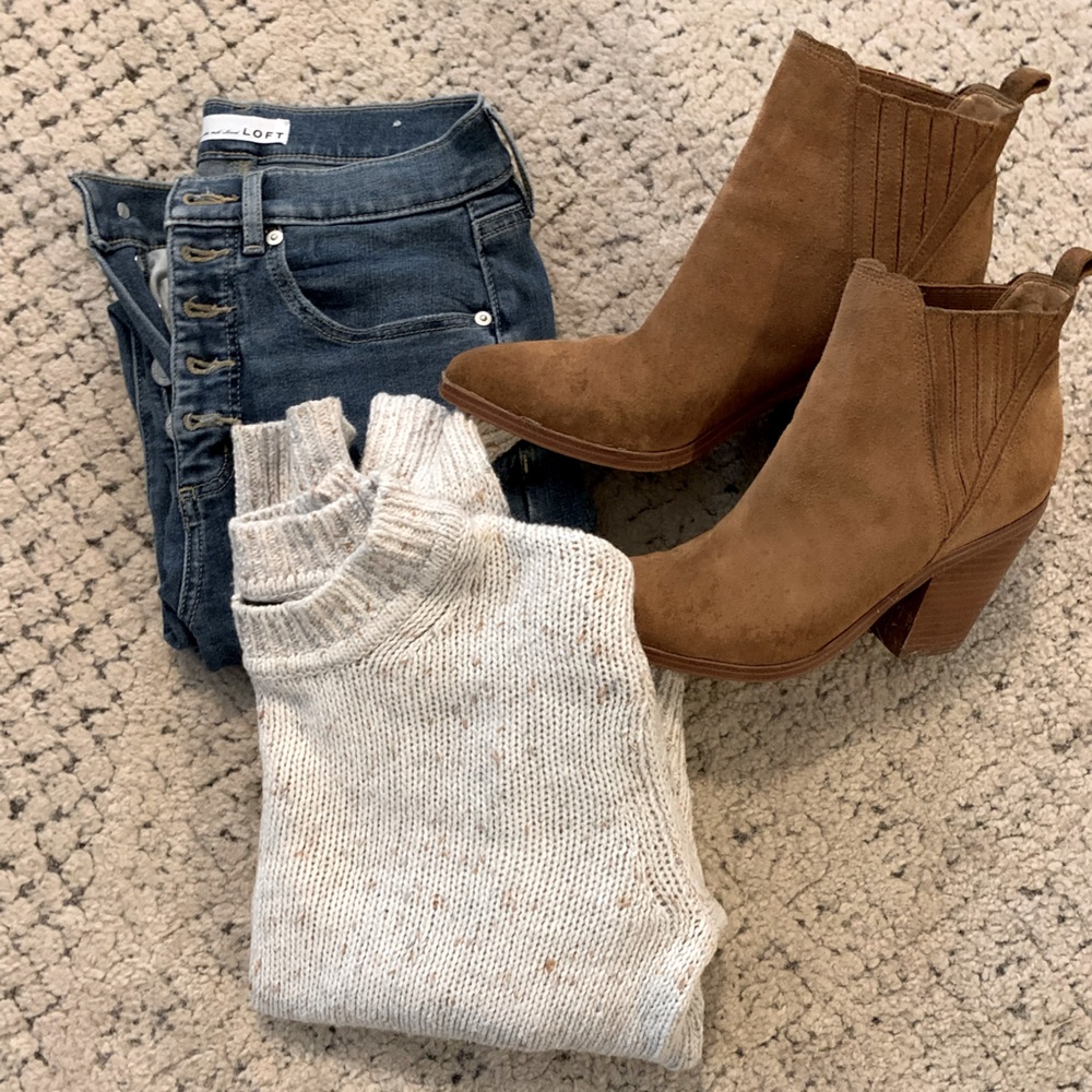 Cream Cropped Knit Pullover Sweater